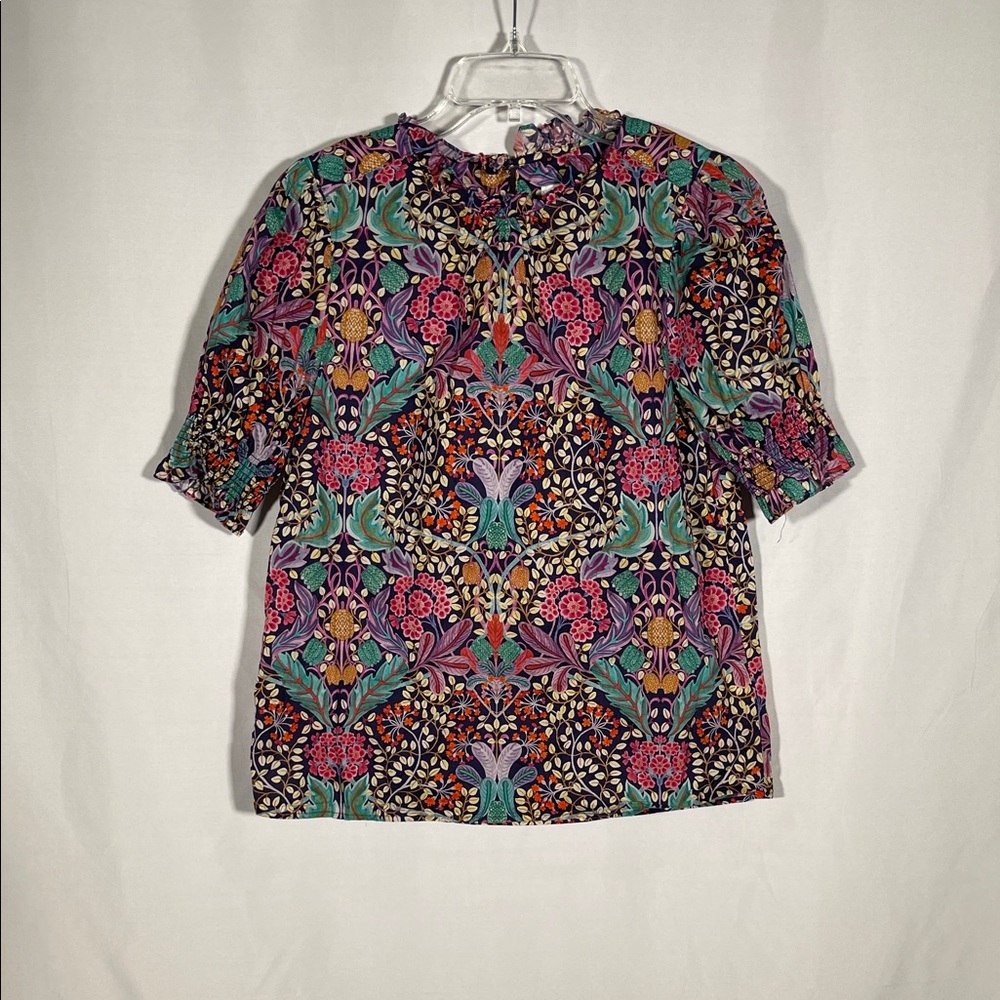 J. Crew Multicolor Floral Print Puff-Sleeve Blouse - Picture 2 of 7